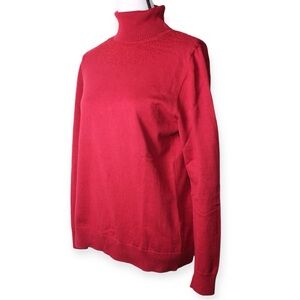 Lands' End Womens Red Turtleneck Beaded Sweater Long Sleeve M 10/12 Hong Kong